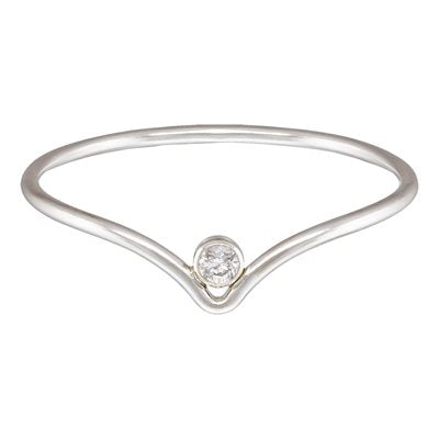 .925 Sterling Silver Chevron Ring with 2 mm AAA Cubic Zirconia