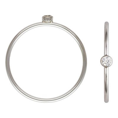 .925 Sterling Silver Thin Stacking Ring with 2 mm AAA CZ - Clear