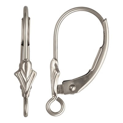.925 Sterling Silver Fleur De Lis Leverback