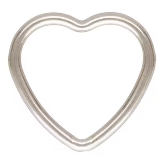 .925 Sterling Silver Closed Heart Connector Charm - 3 Pieces