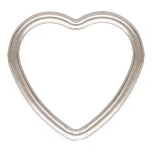 .925 Sterling Silver Closed Heart Connector Charm - 3 Pieces