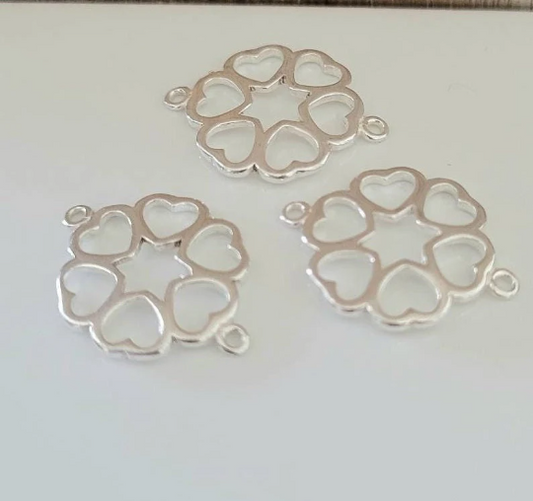 .925 Sterling Silver Heart Connector