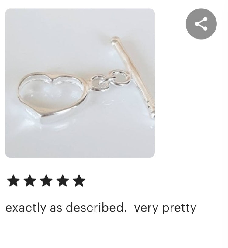 .925 Sterling Silver Heart Toggle