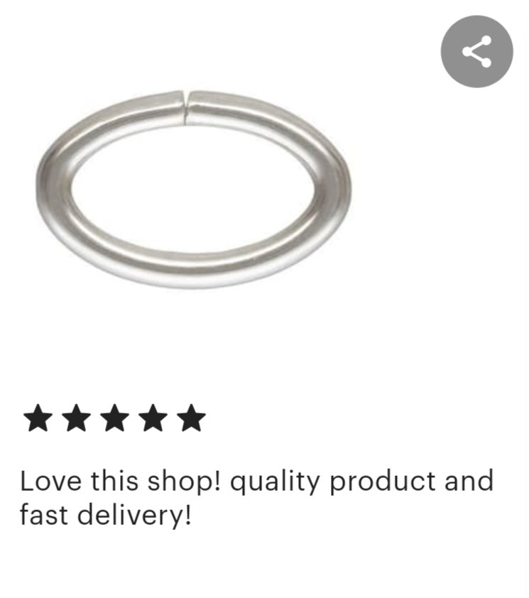 10 Pcs 5 mm 18 Ga Open Oval .925 Sterling Silver Jump Ring