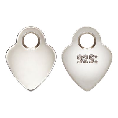 .925 Sterling Silver 4 mm Heart Quality Tag