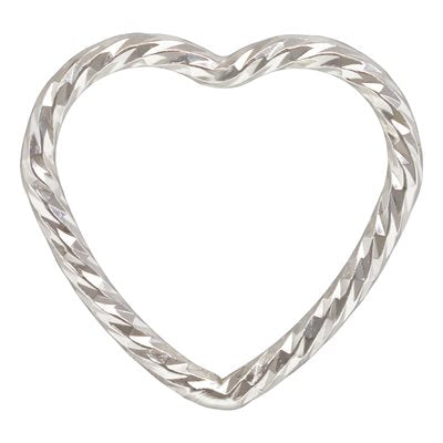 .925 Sterling Silver CLOSED Sparkle Heart Connector