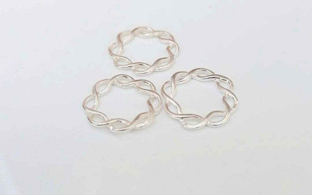 .925 Sterling Silver Rope Connector - 2 Pieces