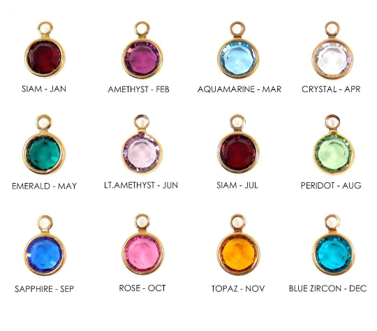 Gold Swarovski Crystal Birthstone Charm