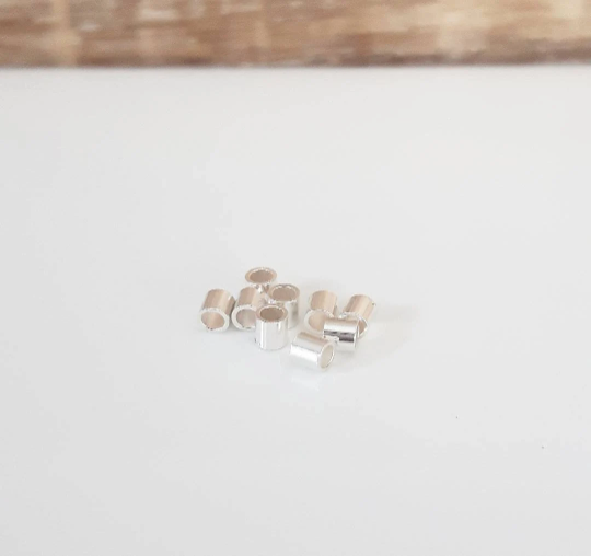 .925 Sterling Silver 2 mm x 2 mm Crimp Tube - 25 Pieces