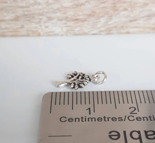 .925 Sterling Silver Tiny Tree Charm - 2 Pieces