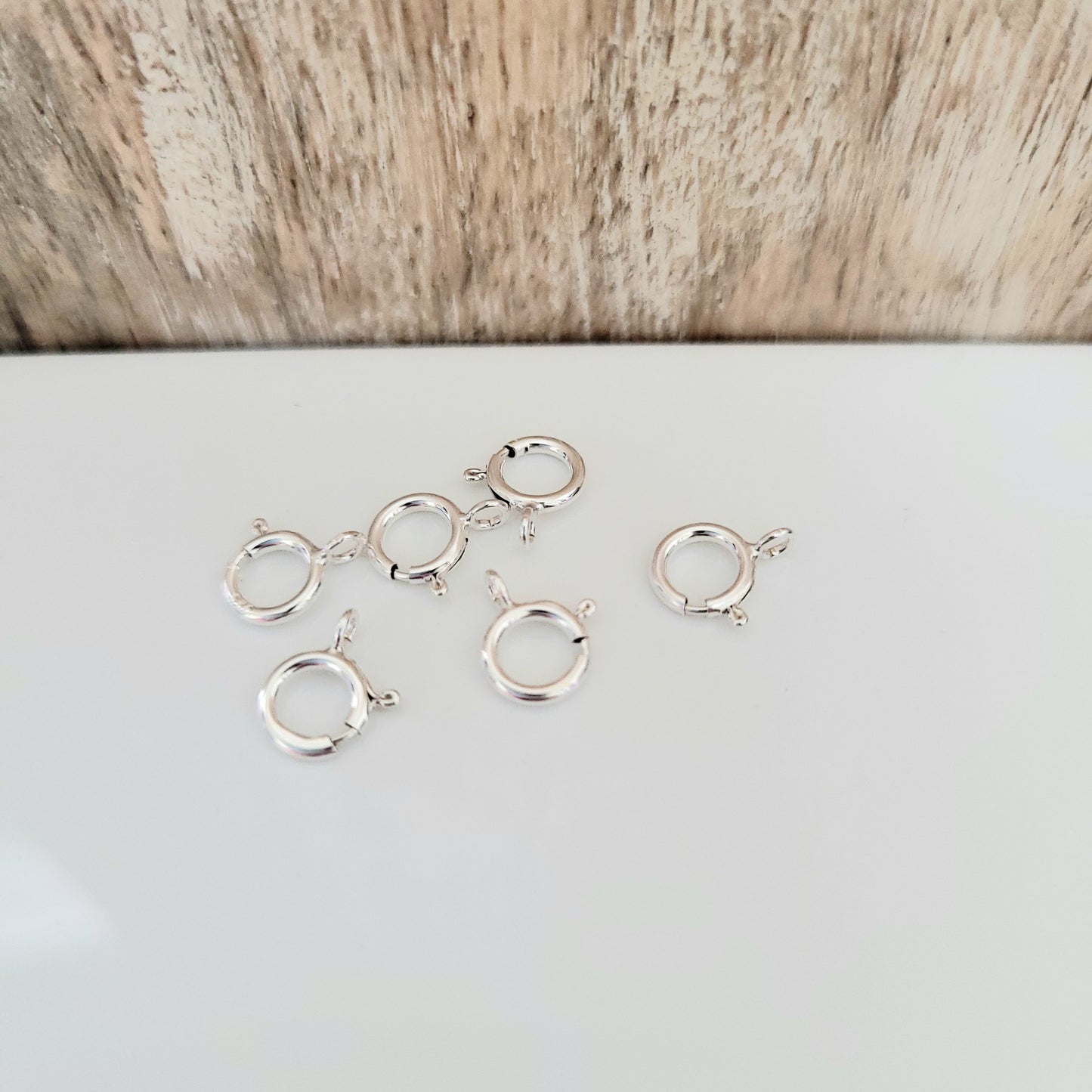 .925 Sterling Silver Spring Ring 6 mm - 10 Pieces