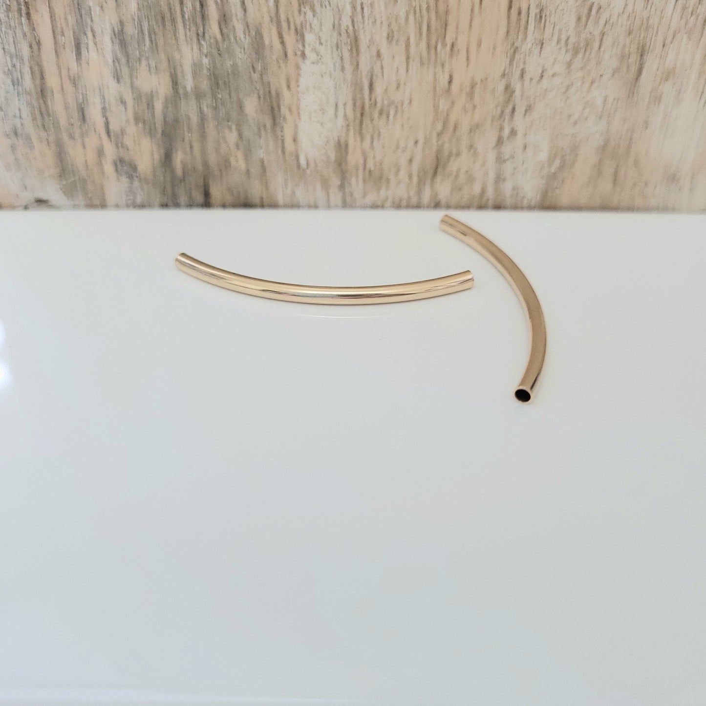 2 Pieces 35 mm 14K Gold Filled Curved Tube