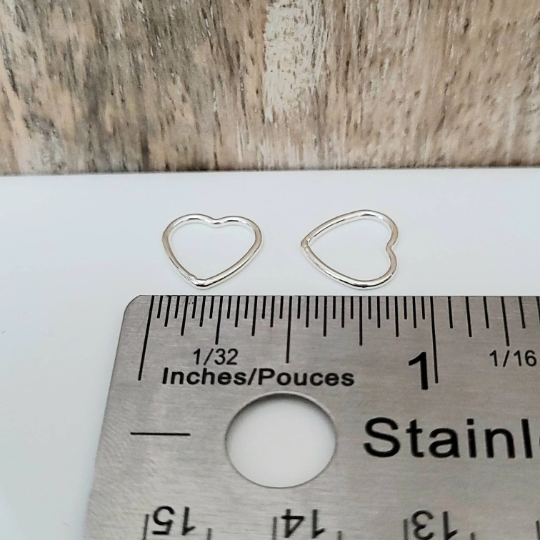 .925 Sterling Silver Closed Heart Connector Charm - 3 Pieces