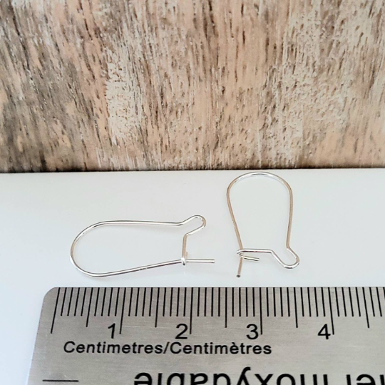 2 Pairs .925 Sterling Silver Large Kidney Ear Wires